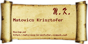 Matovics Krisztofer névjegykártya